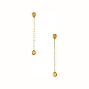 ETTIKA Radiant Gem Linear Chain Drop Earrings in Peridot Crystal & Gold